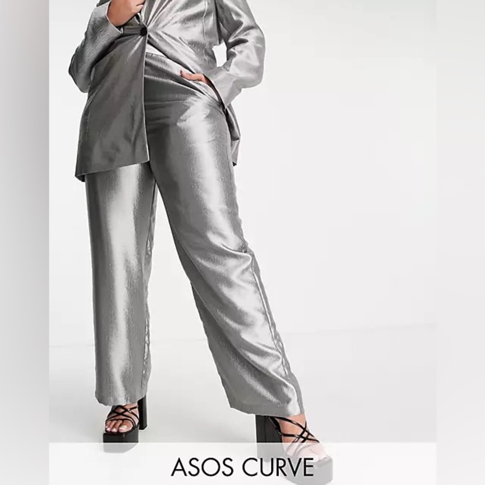 ASOS Curve Silver Wide Leg Pants